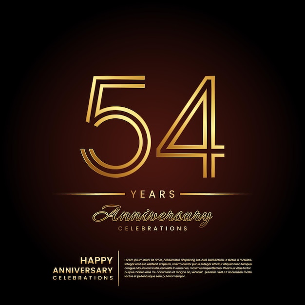 54 year anniversary template design in golden color