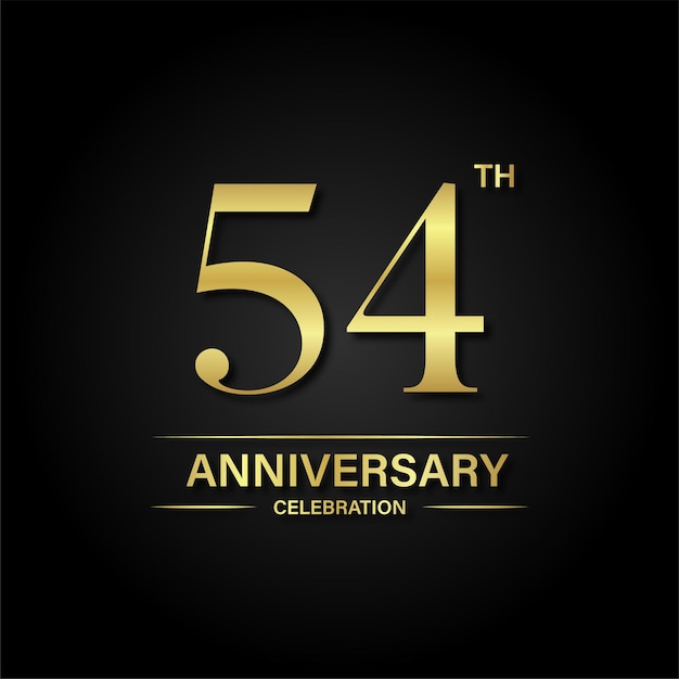 54th anniversary celebration with gold color and black background