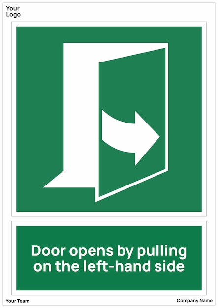 55 Door opens by pulling on the lefthand side signs safety symbol iso 7010