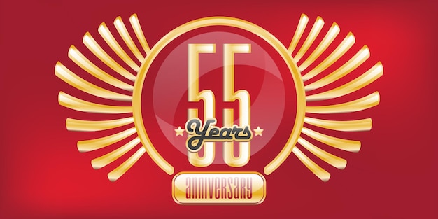 55 years anniversary emblem. anniversary badge or label.