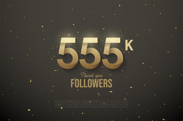 555k followers with soft patterned numbers