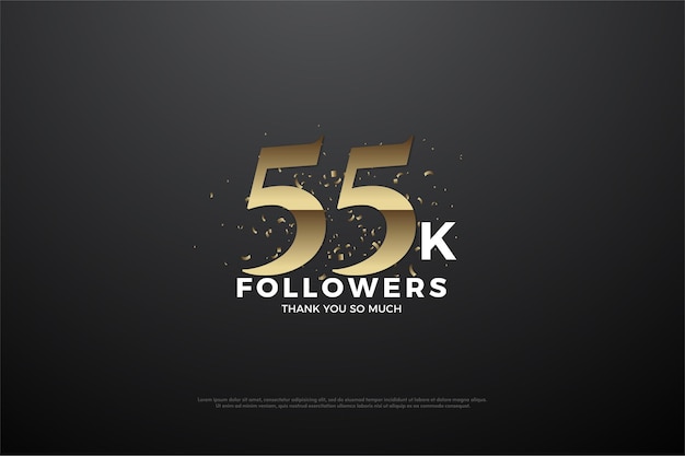 55k followers with golden brown number