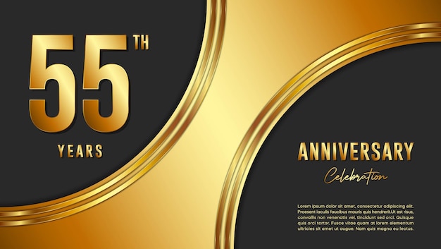 55th Anniversary Celebration template design with gold background and numbers Vector Template