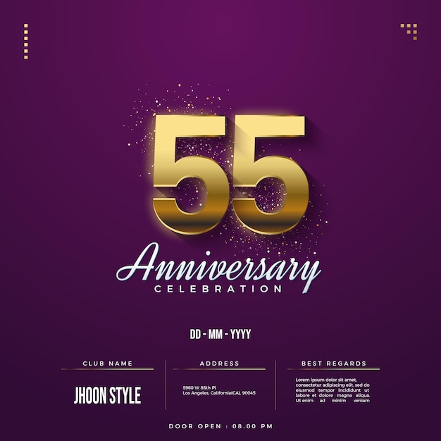 55th anniversary on a purple background.