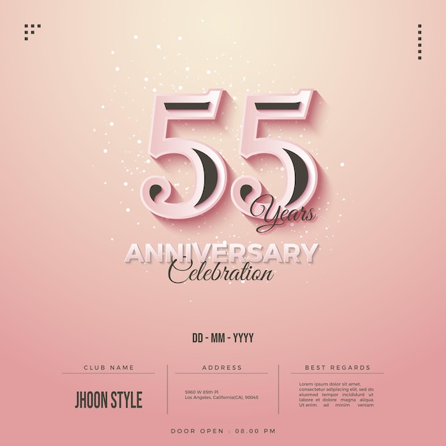 55th anniversary in a soft pink color.