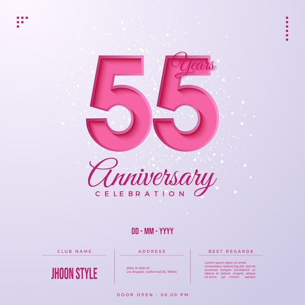 55th anniversary with pink numbers.