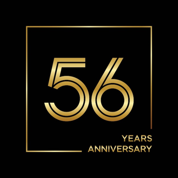 56th Anniversary logo design with double line Logo Vector Template