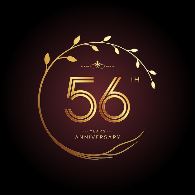 56th anniversary logo design with a golden number and circular tree concept