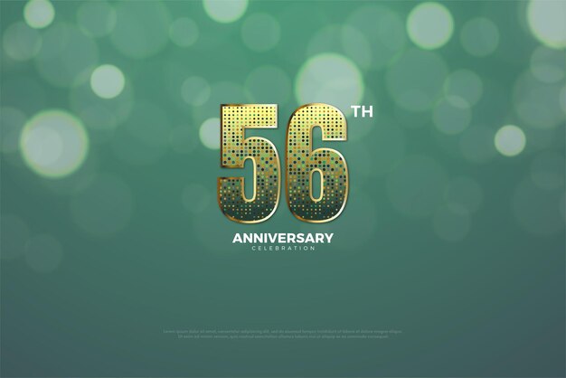 56th anniversary with glitter illustration in the form of numbers.