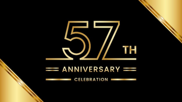 57th Anniversary Celebration with golden text Golden anniversary vector template