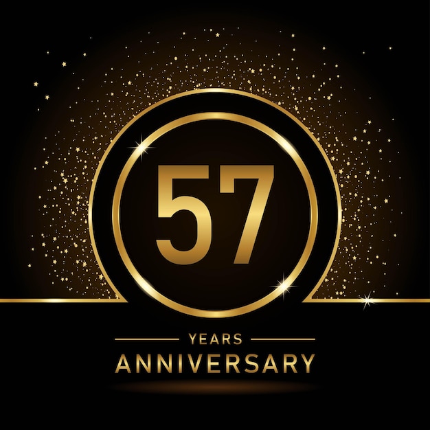 57th Anniversary Gold color template design for birthday event Vector Template