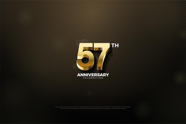 57th anniversary with gold 3d numbers illustration