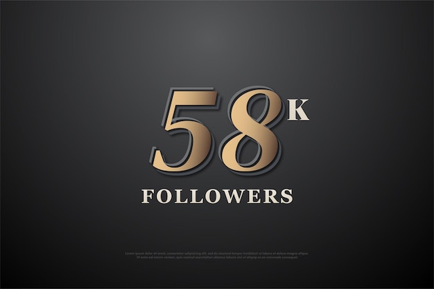 58k followers with different numbers concept design premium vector