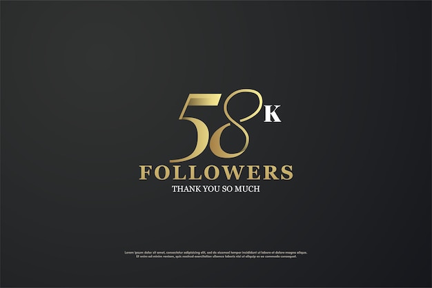 58k followers with flat classic and unique numbers design premium vector