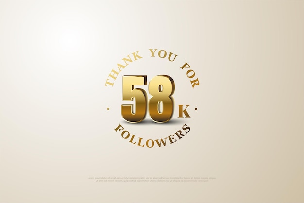 58k followers with very real celebration numbers design premium vector