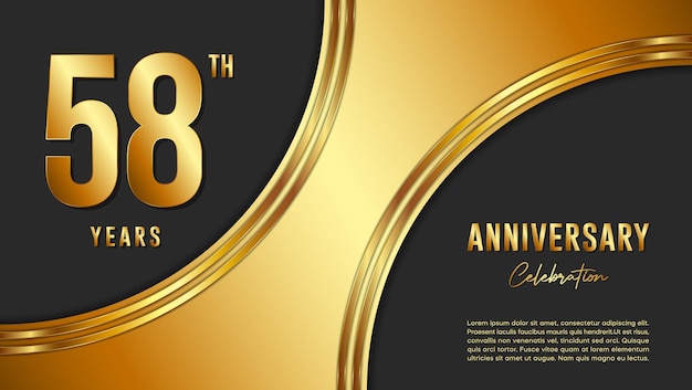 58th Anniversary Celebration template design with gold background and numbers Vector Template