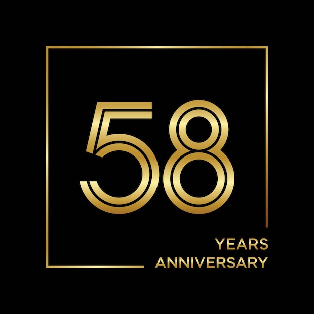 58th Anniversary logo design with double line Logo Vector Template