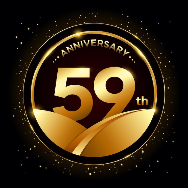 59th anniversary Golden anniversary template design Logo vector illustration