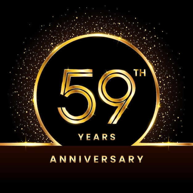 59th anniversary Logo Anniversary logo design with double line concept vector illustration