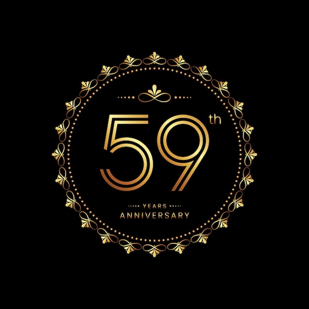 59th anniversary logo with double line number style and gold color text