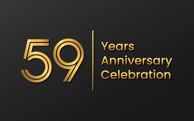 59th Anniversary template design with gold color for anniversary celebration Vector template