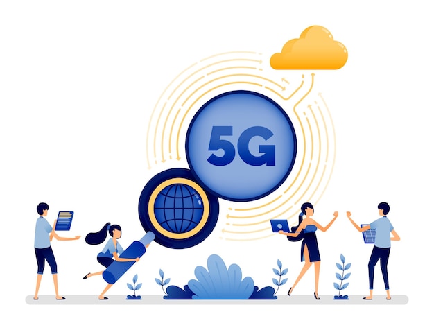 5g connected to internet search engines cloud for ease of work and communication activities