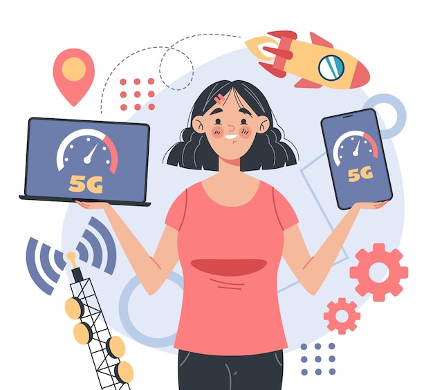 5G graphic design illustration concept