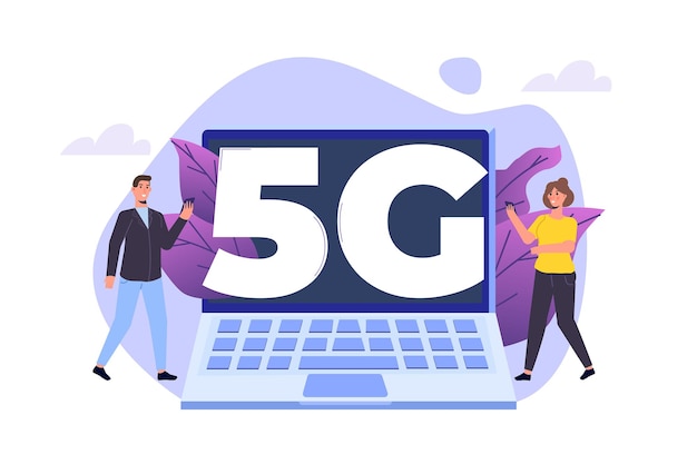 5G network wireless systems, High-speed mobile Internet concept. Vector illustration