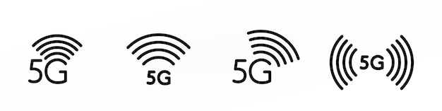 5g signal simple icon set illustration