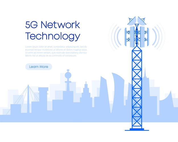 5g technology and communication concept 5G towers network technology Vector illustration