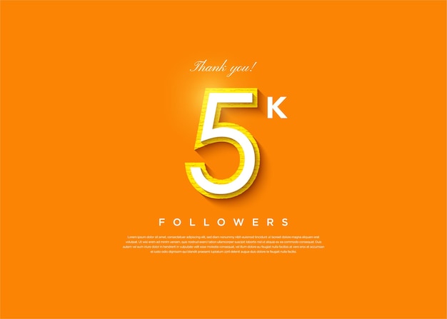 5k followers celebration on orange background design premium vector