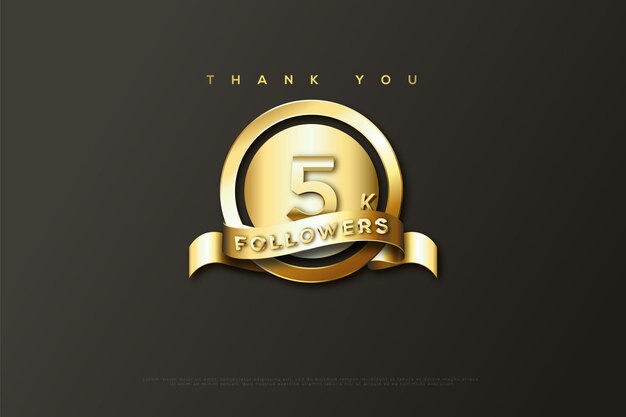 5k followers on elegant gold paper cut background.