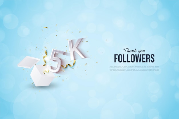 5k followers with illustration of number erupting from the shock box.