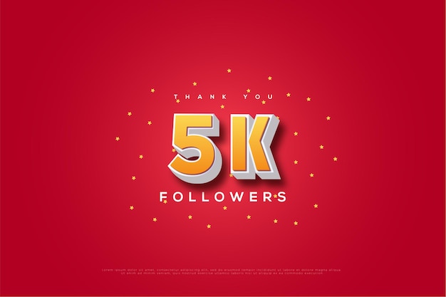 Vector 5k followers on a yellow dotted background.