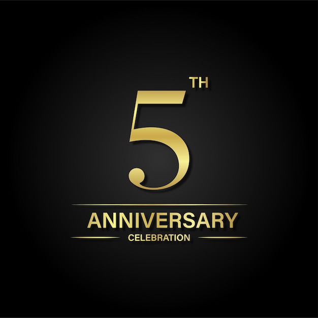 5th anniversary celebration with gold color and black background