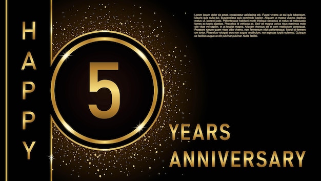 5th Anniversary Gold color template design for birthday event Vector Template