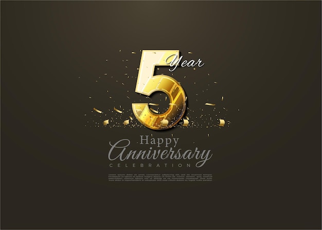 Vector 5th anniversary with fancy textured numbers vector premium design