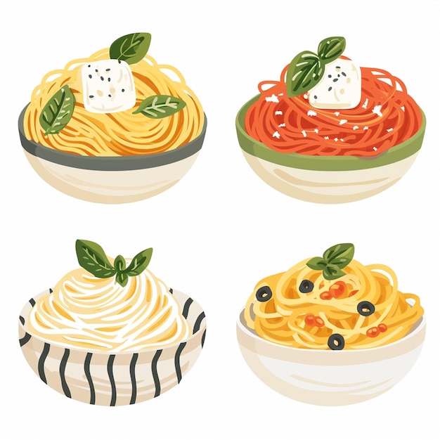 Vector 6 clipart of pasta modern simple and minimali