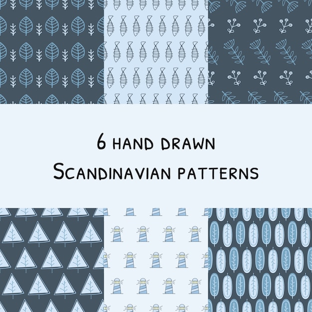 6 Hand Drawn Scandinavian Patterns