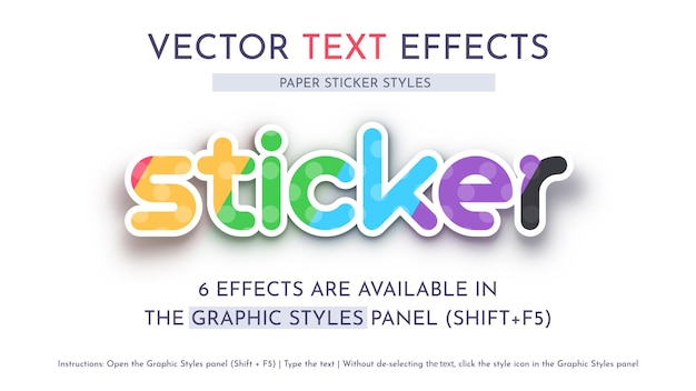 6 Paper Sticker Vector Text Effects