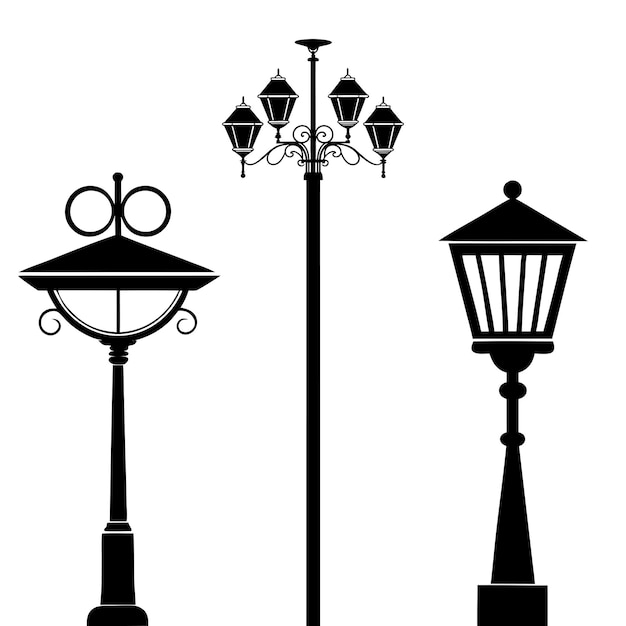 Vector 6 set lamp difference icon silhouette vector on white background