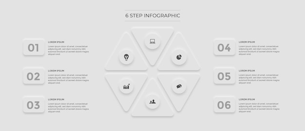 6 step white infographic