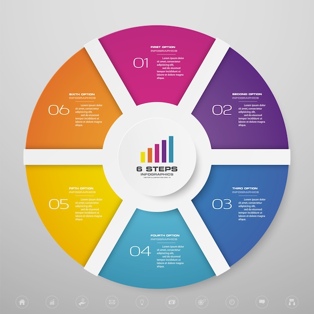 6 steps cycle chart infographics elements for data presentation.