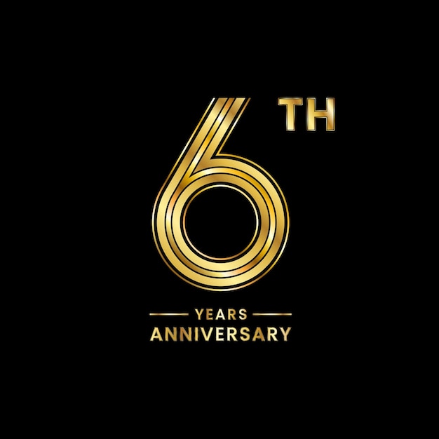 6 years anniversary logo design with golden number for anniversary celebration event Logo Vector