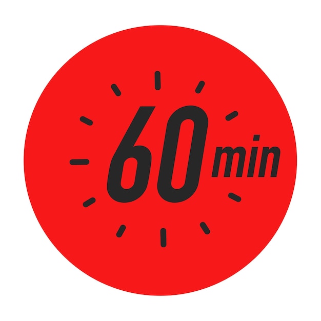 60 minutes timer symbol red color style