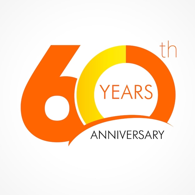 60 th anniversary numbers. 60 years old logotype idea. Creative congrats. Isolated graphic design.