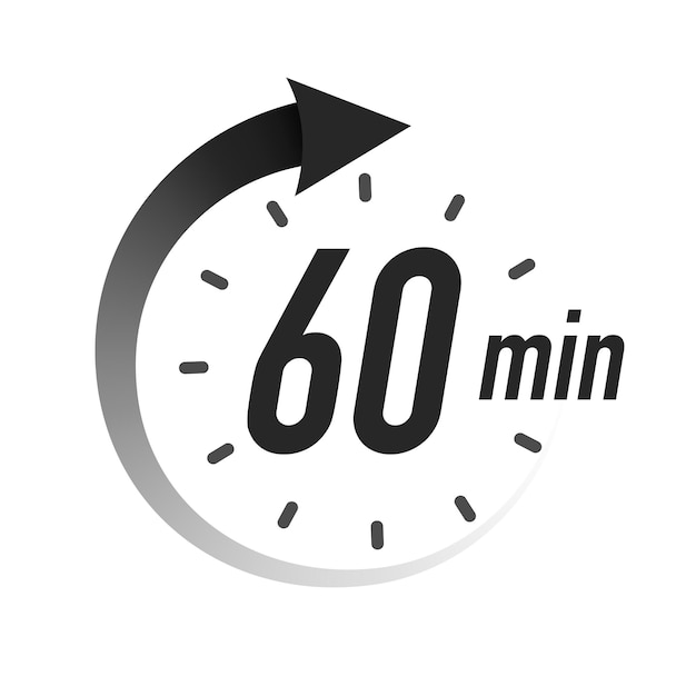 60 timer minutes symbol black style with arrow