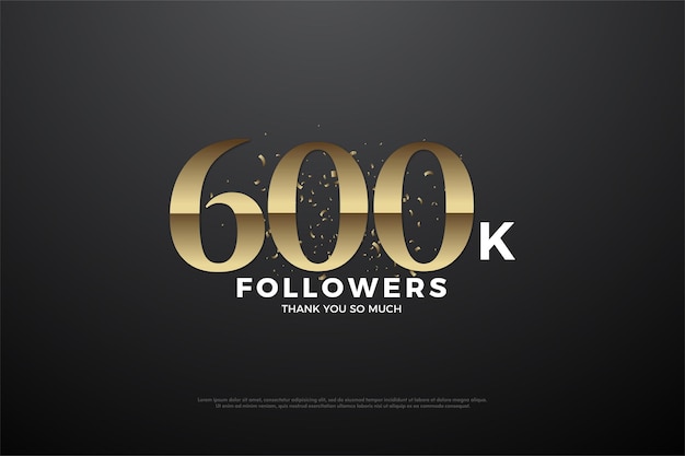 600k followers background with flat design and unique number