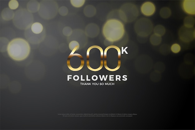 600k followers background with flat design and unique number