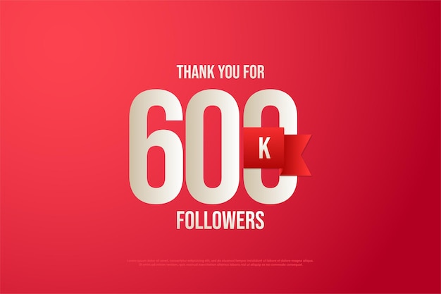 600k followers background with flat design and unique number